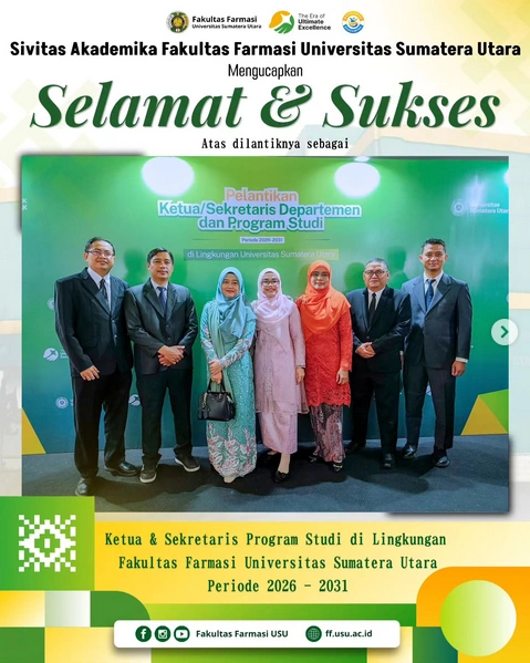 Fakultas Farmasi USU Ucapkan Selamat kepada Ketua dan Sekretaris Program Studi Periode 2026–2031